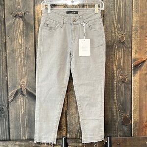 NWT Kancan Estilo Cropped Jeans 25 Grey 3 Stretch Raw Hem Boho Chic Spring Denim